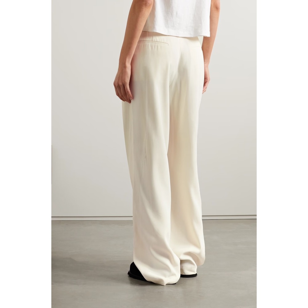 CO Collection Ivory Wide Leg Pleated Trousers Italian Viscose Wool Blend Size 8 - Picture 4 of 15